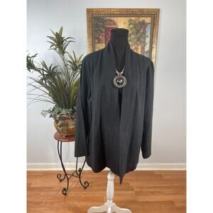 Eileen Fisher Cardigan Womens L Textured Open Front Quiet Luxury Dark Academia